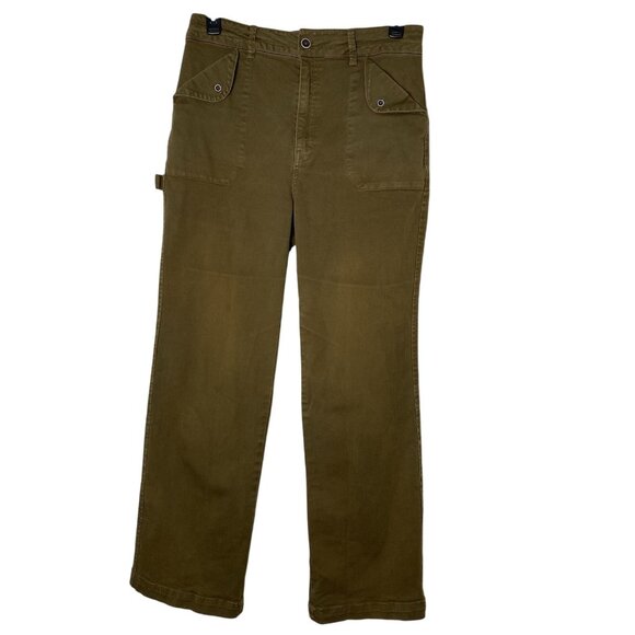 Anthropologie Unpublished Parker Pants 32 Olive Green High Rise Straight Leg - Picture 1 of 8